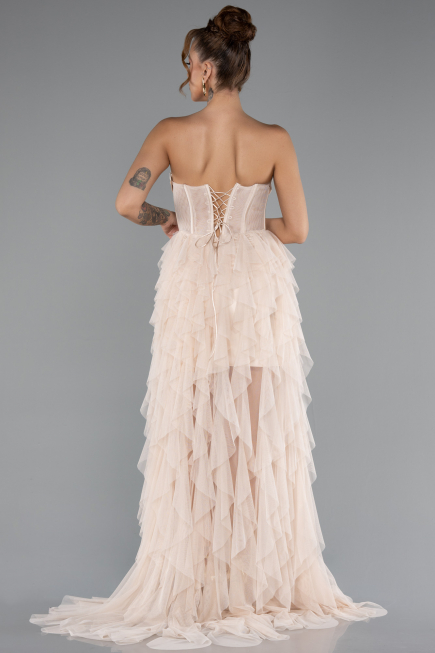 Robe De Soirée Longue Beige ABU5071