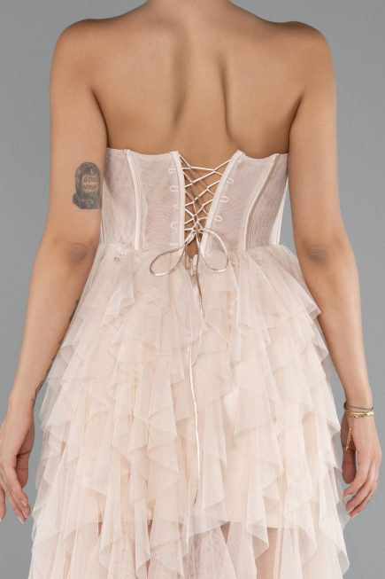 Robe De Soirée Longue Beige ABU5071