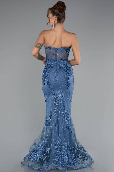 Robe Queue De Poisson Longue Indigo ABU5116