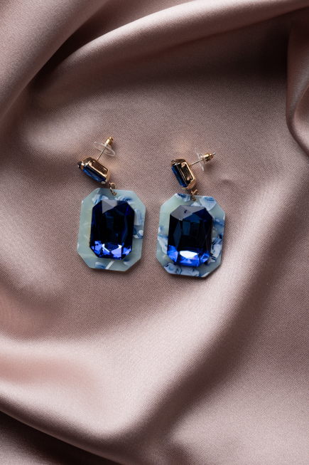 Boucle d'Oreille Bleu Saxe BJ1037