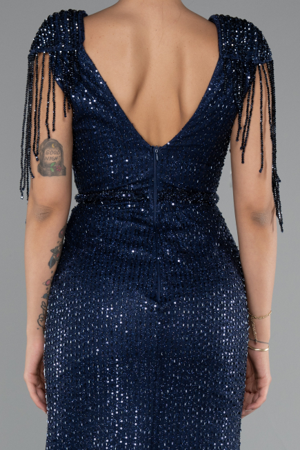 Robe de Soirée Longue Bleu Marine ABU5132