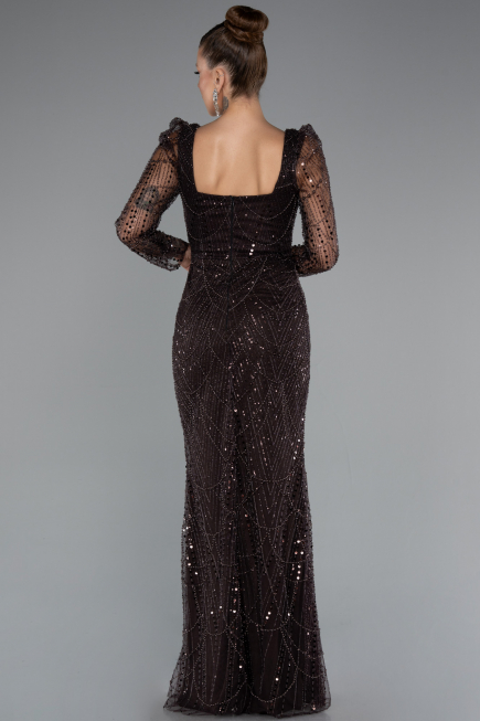 Robe De Soirée Longue Brun foncé ABU4603