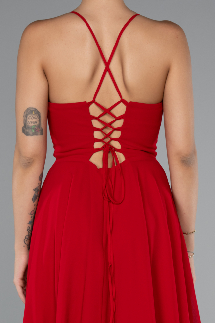 Tenue de Soirée Courte Mousseline Rouge ABK2352
