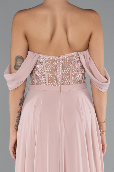 Robe De Soirée Mousseline Longue Poudre ABU3310