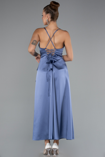 Robe de Cérémonie Midi Satin Indigo ABK1586