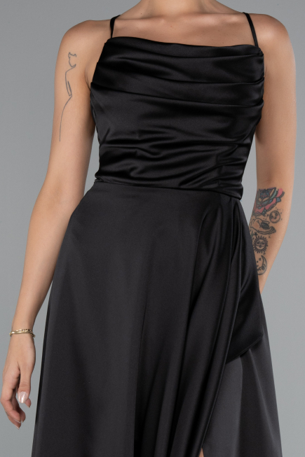 Robe de Cérémonie Midi Satin Noir ABK1586