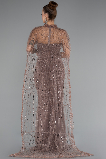 Robe de Soirée Longue Perlé Cuivre ABU5141