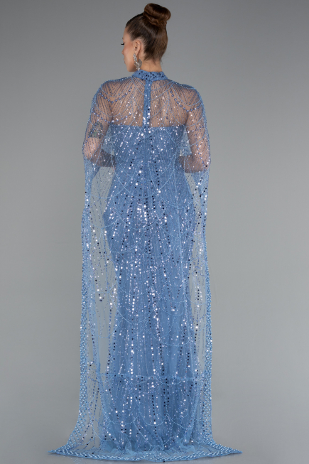 Robe de Soirée Longue Perlé Indigo ABU5141