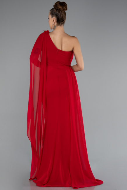 Robe de Soirée Longue Mousseline Rouge ABU5144