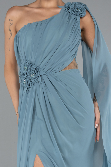 Robe de Soirée Longue Mousseline Menthe ABU5144