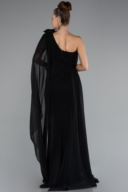 Robe de Soirée Longue Mousseline Noir ABU5144
