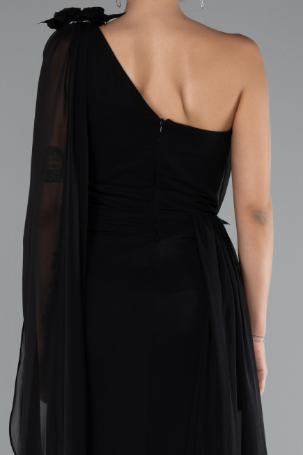 Robe de Soirée Longue Mousseline Noir ABU5144