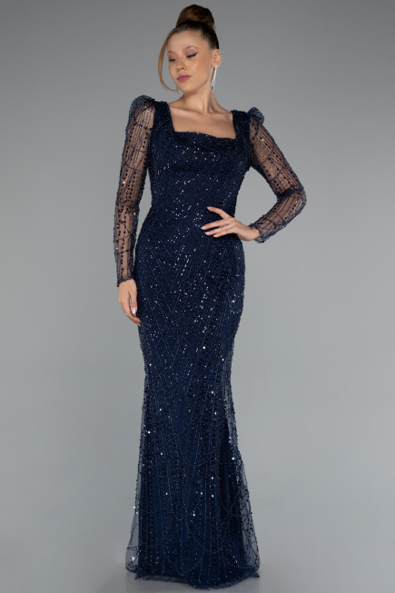 Robe de Soirée Longue Bleu Marine ABU4603
