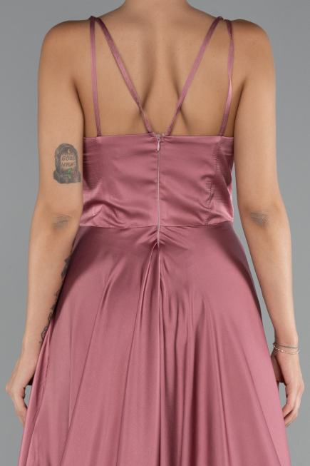 Robe de Soirée Longue Satin Couleur Rose ABU5146