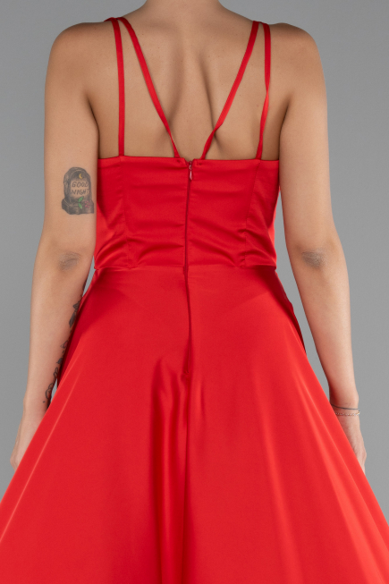 Robe de Soirée Longue Satin Rouge ABU5146