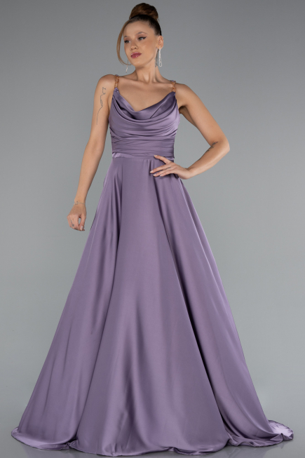 Robe de Soirée Longue Satin Lavande ABU5146