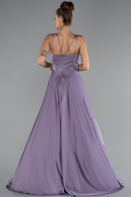 Robe de Soirée Longue Satin Lavande ABU5146