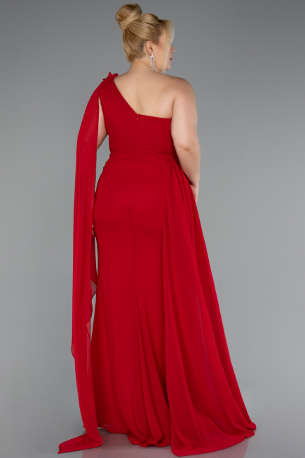 Robe Grande Taille Longue Mousseline Rouge ABU5145