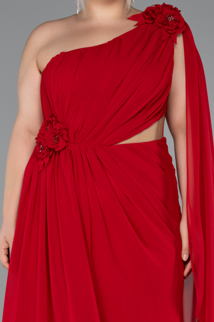 Robe Grande Taille Longue Mousseline Rouge ABU5145