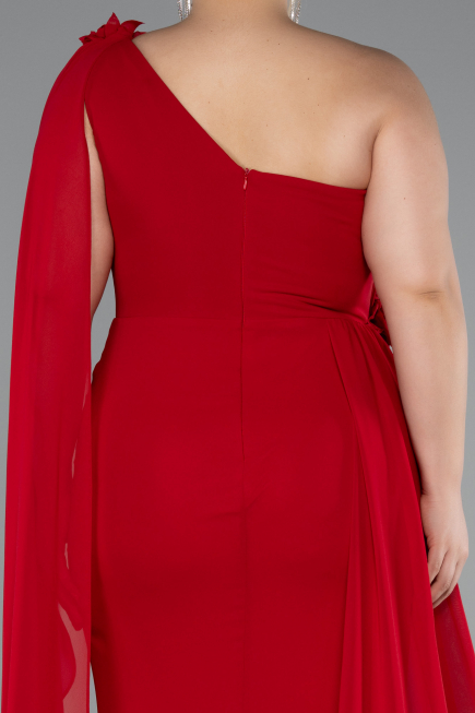 Robe Grande Taille Longue Mousseline Rouge ABU5145