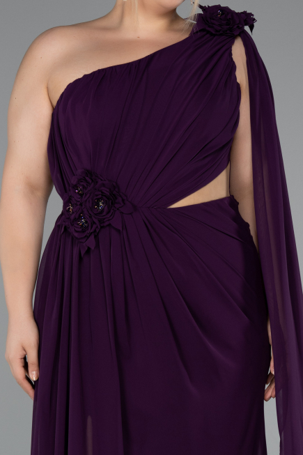 Robe Grande Taille Longue Mousseline Violet ABU5145