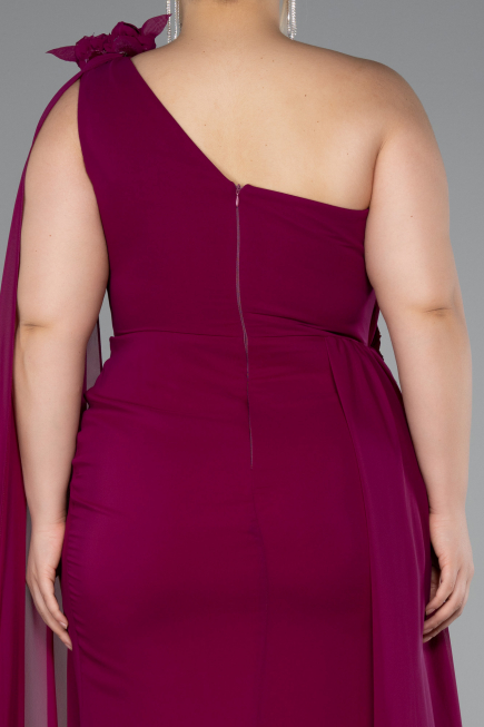 Robe Grande Taille Longue Mousseline Prune ABU5145