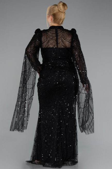 Robe de Soirée Longue Perlé Noir ABU5152