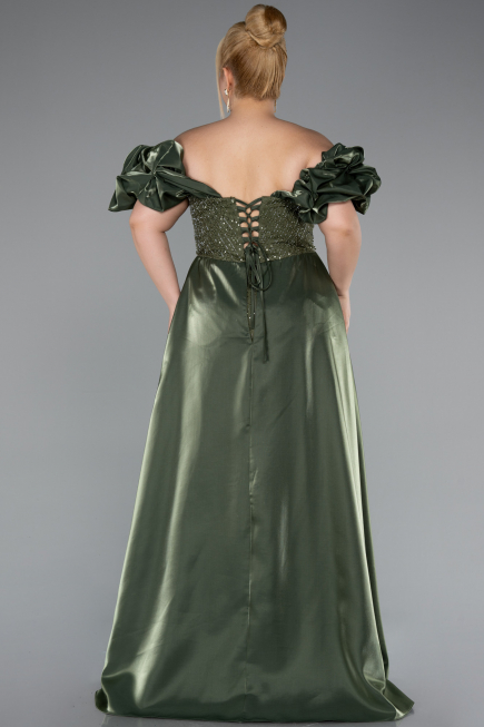 Robe de Soirée Grande Taille Longue Perlé Kaki ABU5155