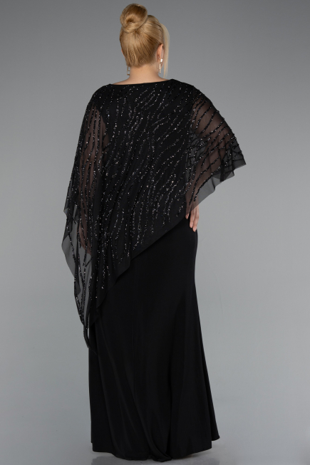 Robe Grande Taille Longue Noir ABU5158