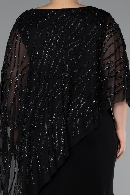 Robe Grande Taille Longue Noir ABU5158