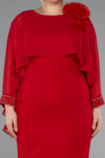Robe De Fête Grande Taille Midi Rouge ABK2383