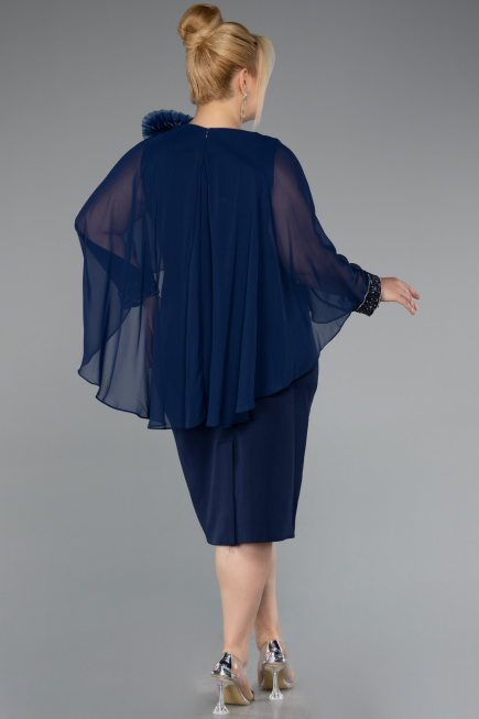 Robe De Fête Grande Taille Midi Bleu Marine ABK2383