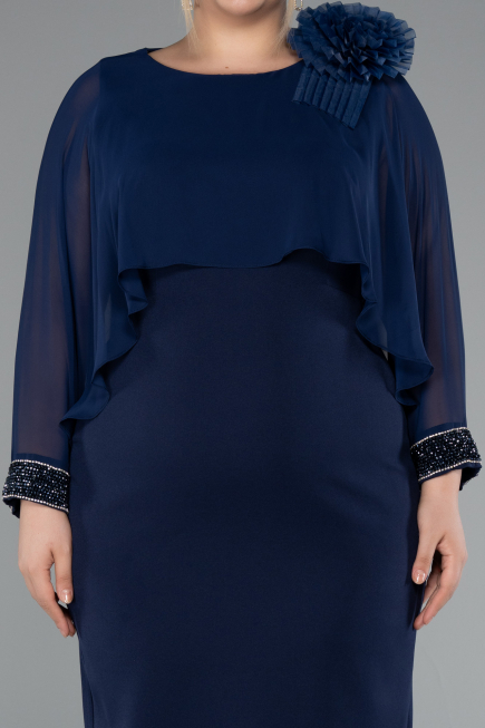 Robe De Fête Grande Taille Midi Bleu Marine ABK2383