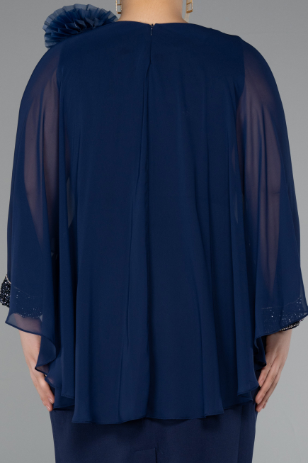 Robe De Fête Grande Taille Midi Bleu Marine ABK2383