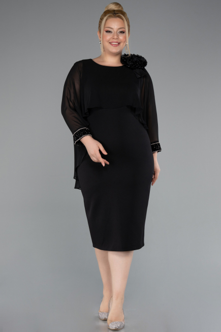Robe De Fête Grande Taille Midi Noir ABK2383