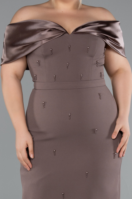 Robe De Invitation Grande Taille Midi Brun ABK2379