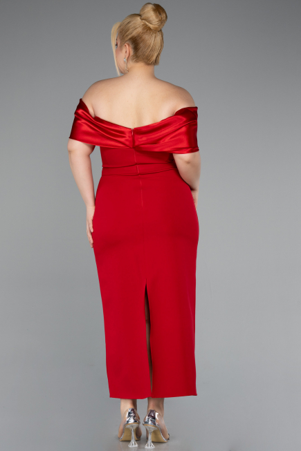 Robe De Invitation Grande Taille Midi Rouge ABK2379