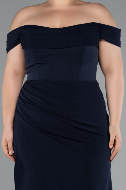 Robe De Soirée Grande Taille Longue Bleu Marine ABU5156