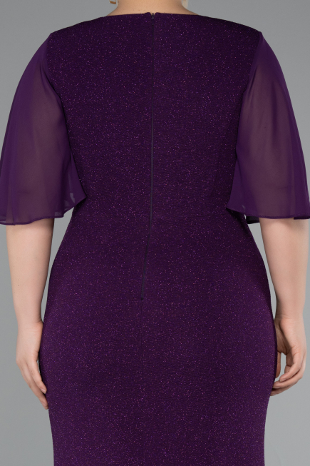 Robe De Soirée Grande Taille Longue Violet Foncé ABU2651