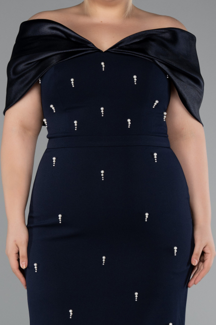 Robe De Invitation Grande Taille Midi Bleu Marine ABK2400