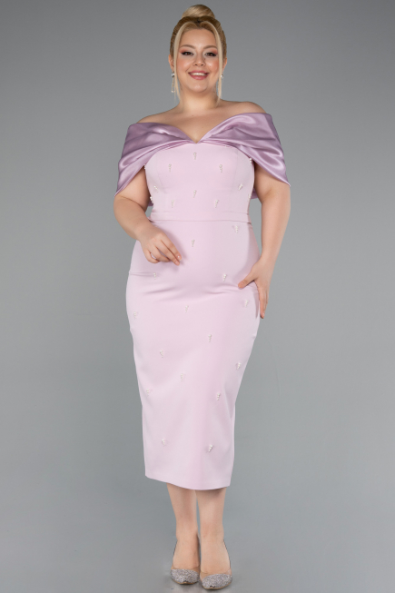 Robe De Invitation Grande Taille Midi Poudre ABK2400
