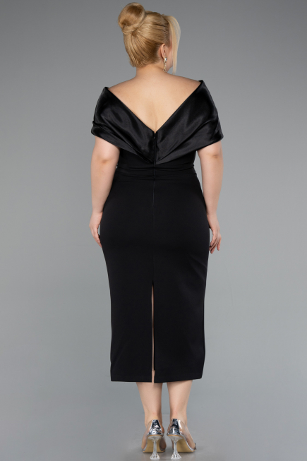 Robe De Invitation Grande Taille Midi Noir ABK2400