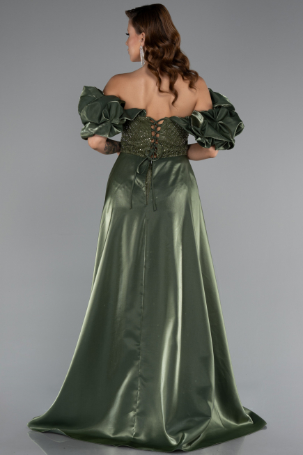 Robe de Soirée Longue Perlé Kaki ABU5154