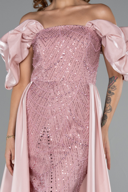 Robe de Soirée Longue Perlé Poudre ABU5154