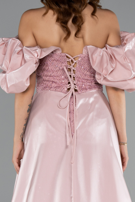 Robe de Soirée Longue Perlé Poudre ABU5154