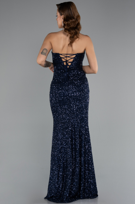 Robe de Soirée Longue Bleu Marine ABU5166