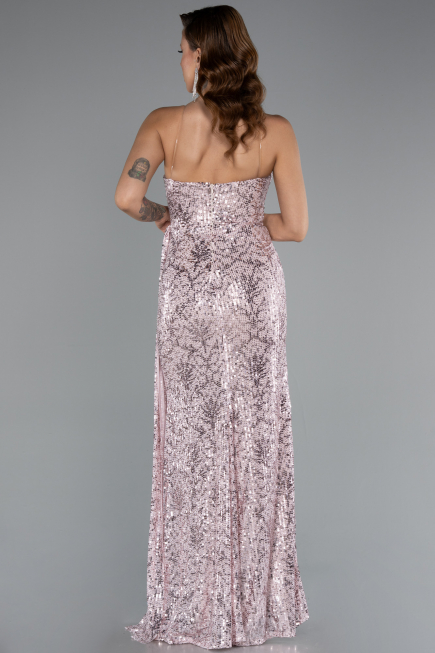 Robe de Soirée Longue Squameuse Poudre ABU5167