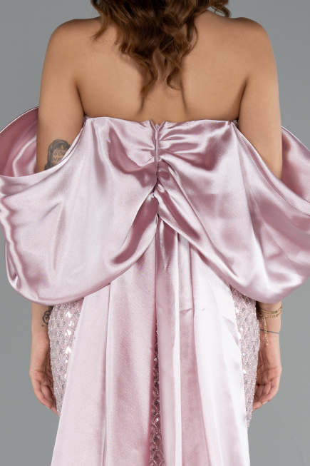 Robe de Soirée Longue Perlé Poudre ABU5169