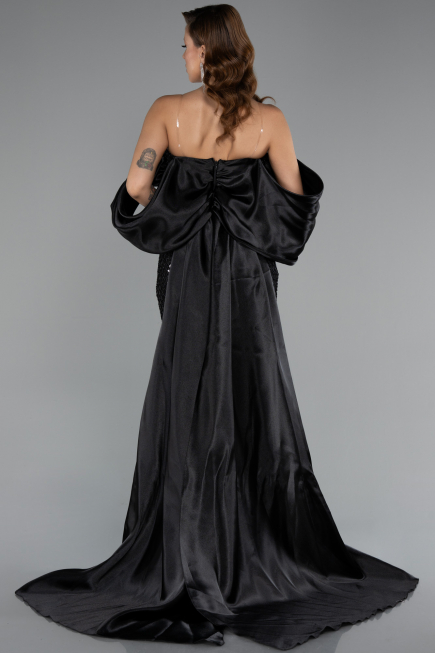 Robe de Soirée Longue Perlé Noir ABU5169