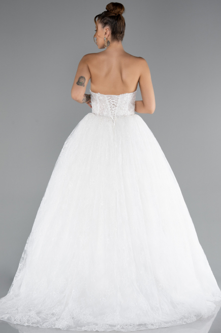 Robes de Mariage Longue Dantelle Blanc ABG149